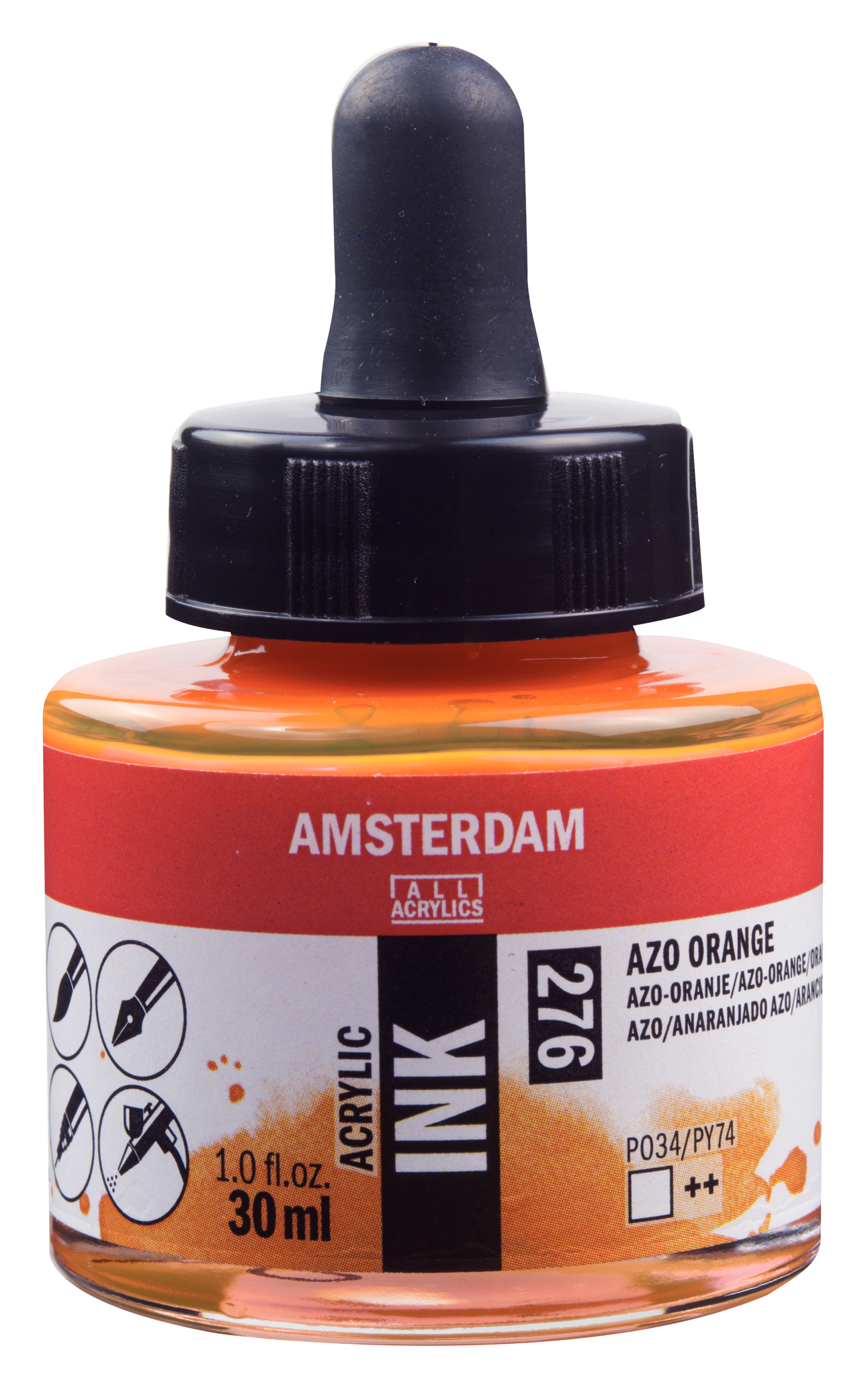 Royal Talens AMSTERDAM Acrylic Ink - Azo Orange 276 (30ml)