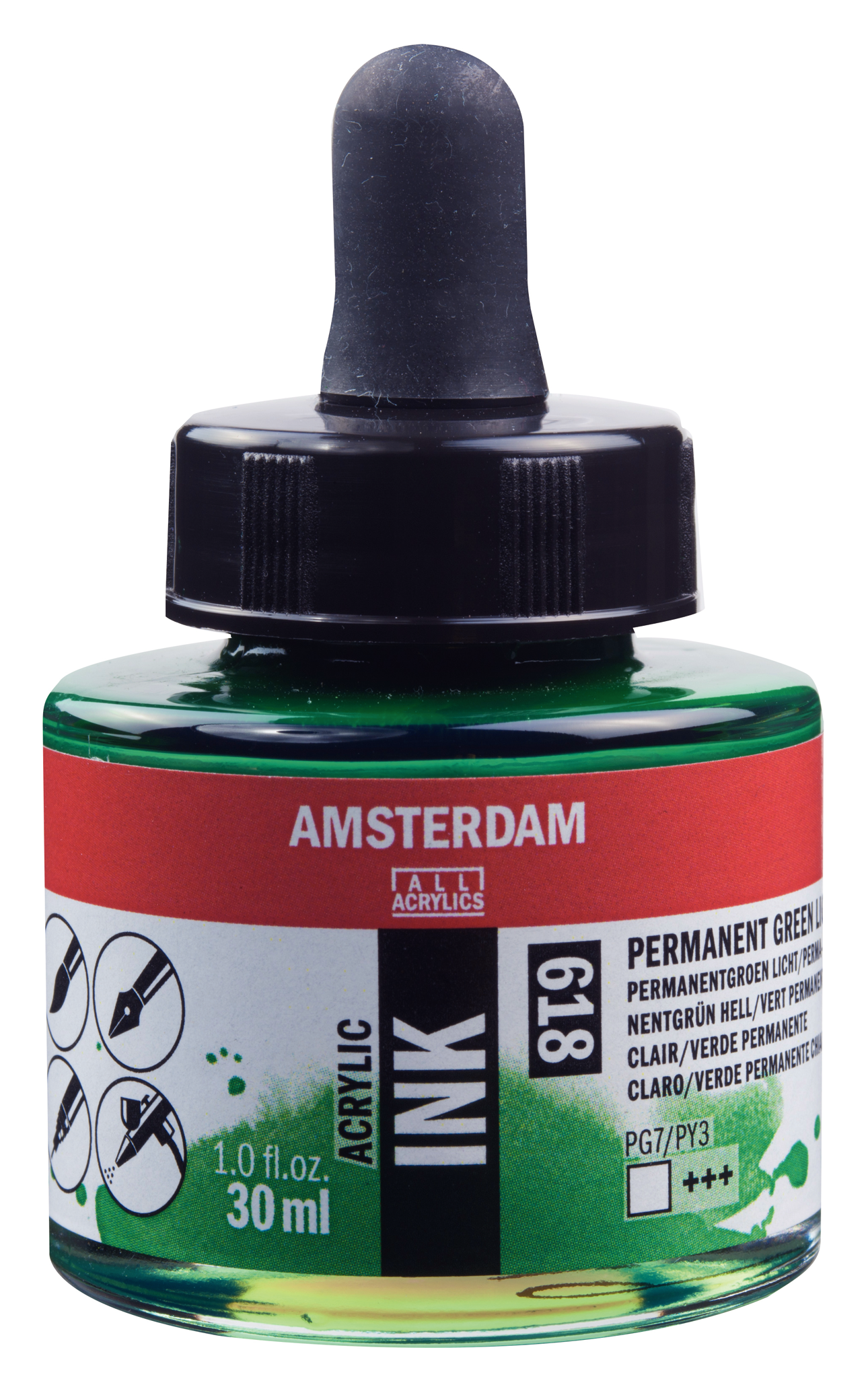 Royal Talens AMSTERDAM Acrylic Ink - Hellgrün Permanent 618 (30ml)