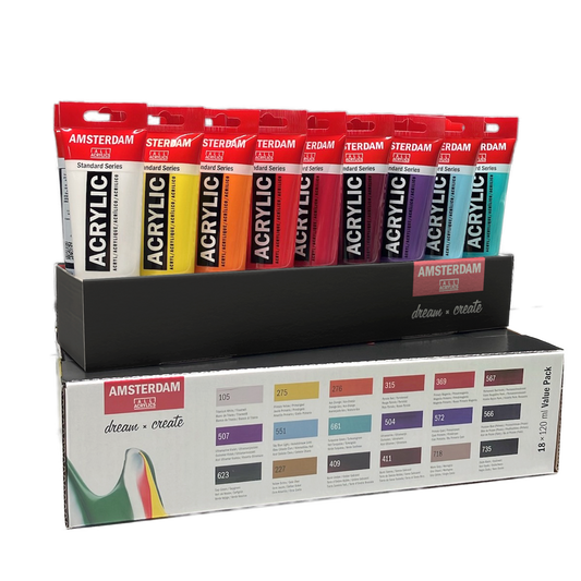 AMSTERDAM acrílico PACK AHORRO paquete económico 18x120ml