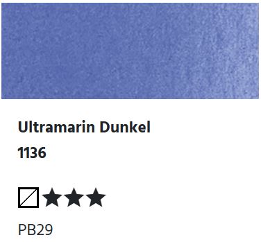 LUKAS Aquarell 1862 Feuchte Künstler-Aquarellfarbe - Ultramarin Dunkel 1136 (1/2 N.)