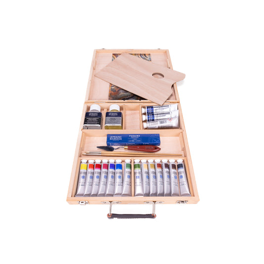 LEFRANC BOURGEOIS  Geschenk-Box im Holzkoffer - exklusives Künstler Ölmal-Set