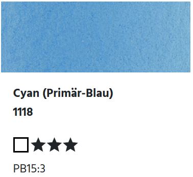 LUKAS Aquarell 1862 Feuchte Künstler-Aquarellfarbe - Cyan (Primär-Blau) 1118 (1/2 N.)