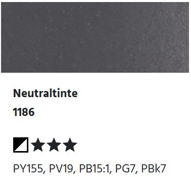 LUKAS Aquarell 1862 Feuchte Künstler-Aquarellfarbe - Neutraltinte 1186 (1/2 N.)