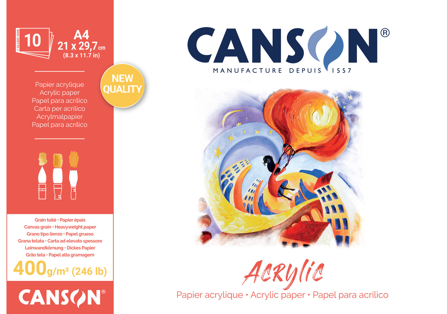 CANSON Acryl Papier Block (A4/A3, 10 Bögen, 400gr)
