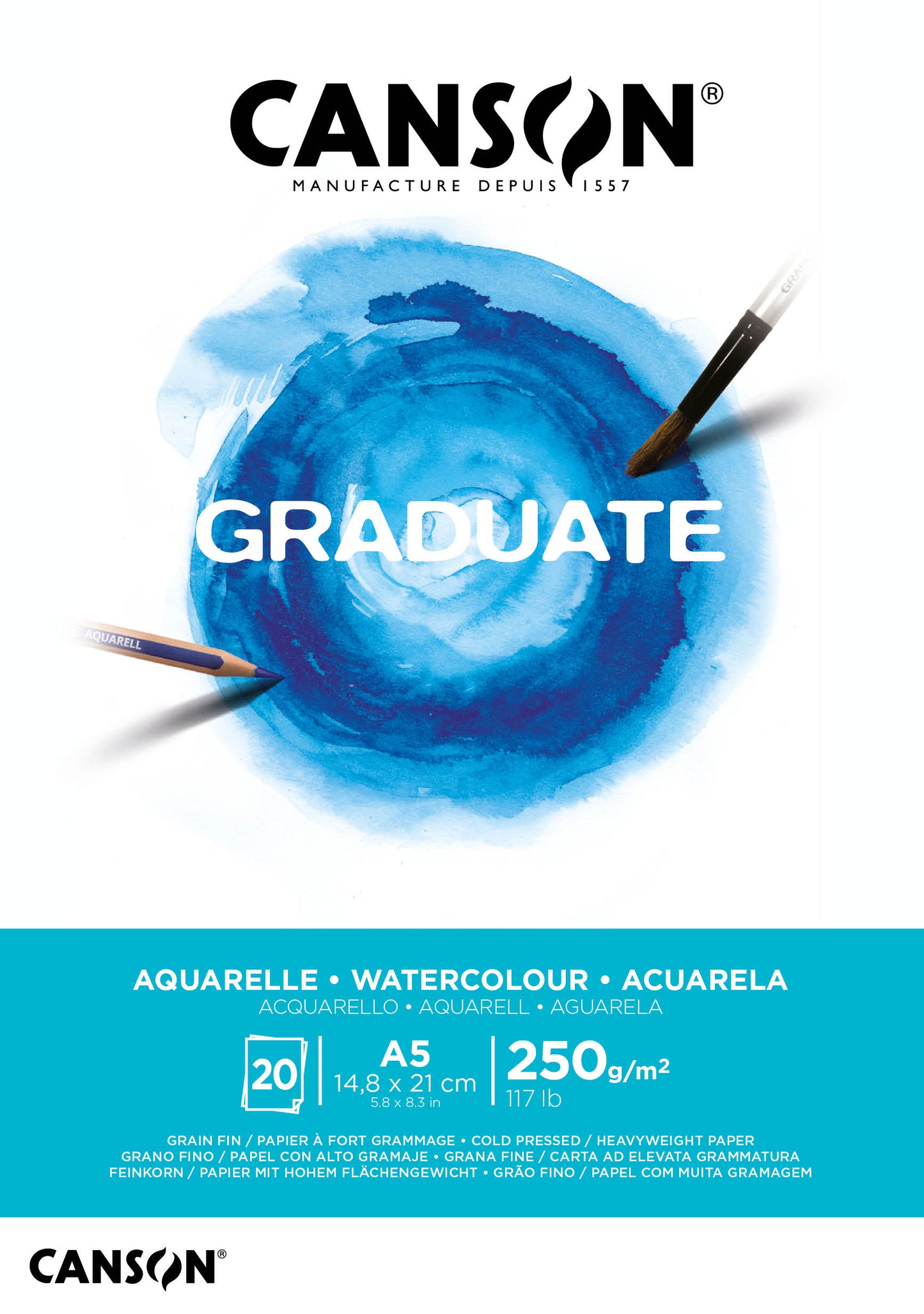 CANSON Graduate Aquarell Papier Block (A5 , 20 Bögen, 250gr)
