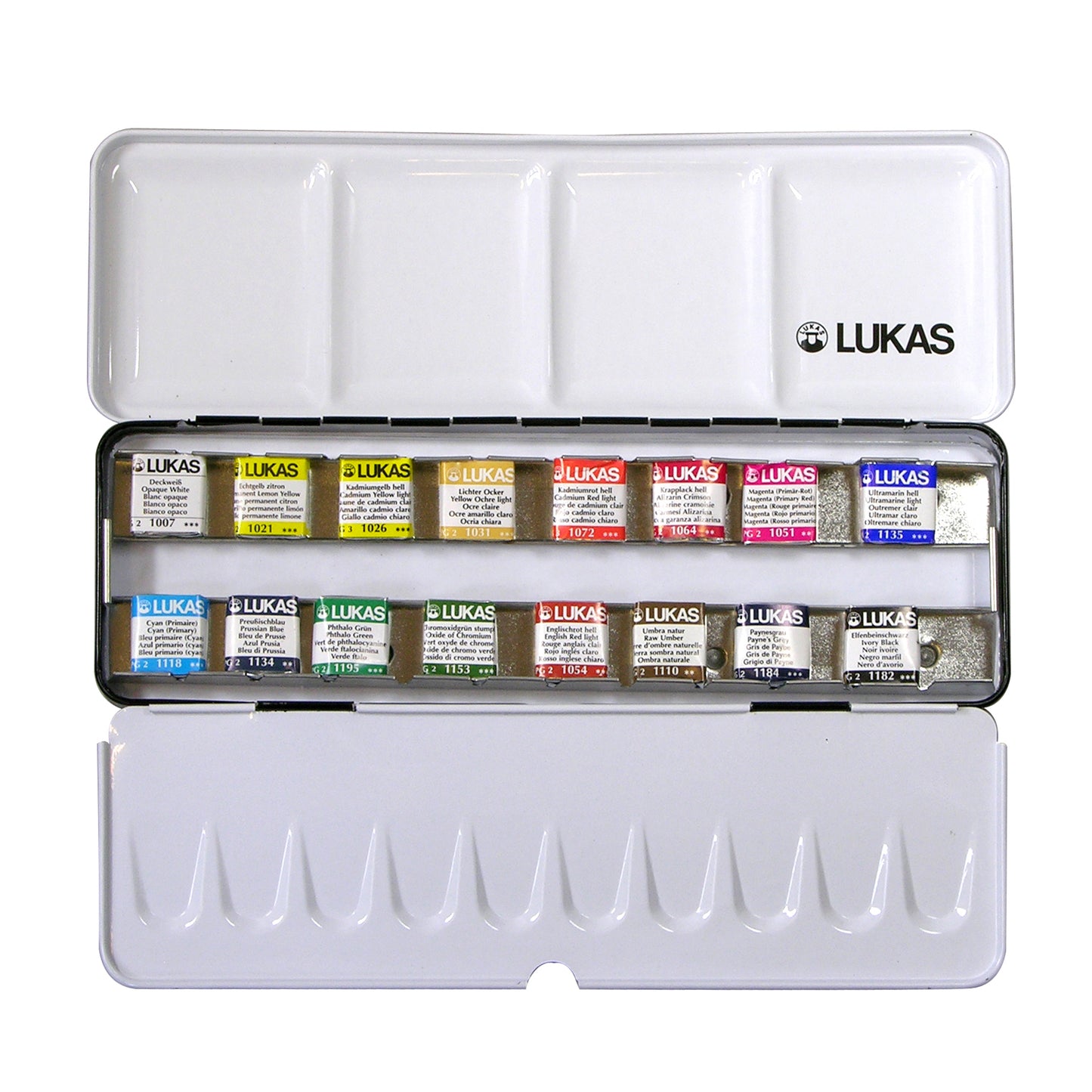 LUKAS Aquarell 1862 Set Metallkasten (16 halbe Näpfchen)
