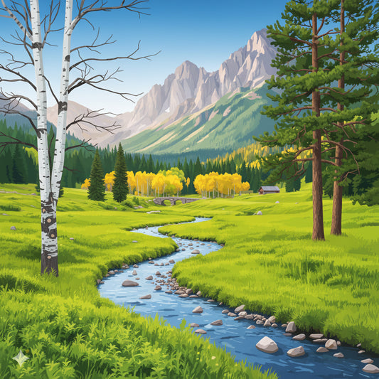 MALEN OHNE ZAHLEN: Malvorlage "Berglandschaft #1" auf Leinwand