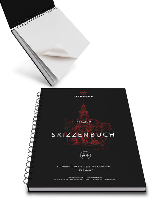NEU: LIEBERGE Skizzenbuch A4 spiralgebunden (220g, 40 Blatt)