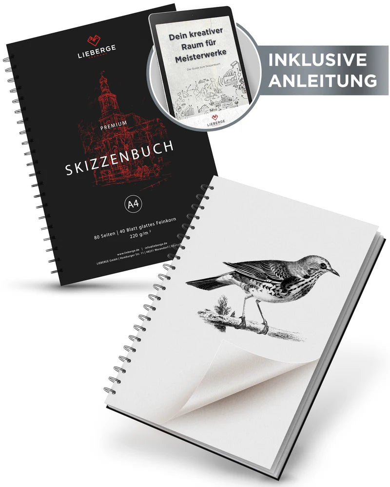 LIEBERGE Skizzenbuch A4 spiralgebunden (220g, 40 Blatt)