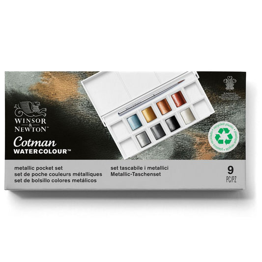 WINSOR & NEWTON Cotman Aquarell Taschenset METALLIC (8 Näpfchen)