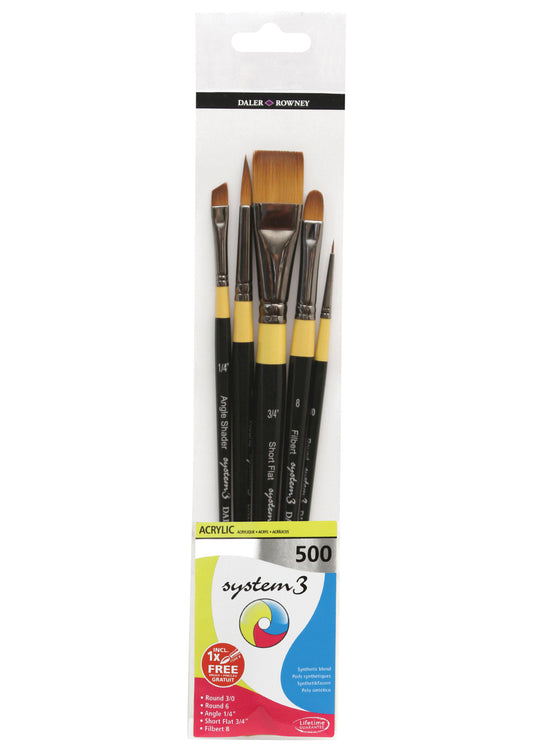 SYSTEM3 Pinselset kurzstielig 500 (5 Pinsel)