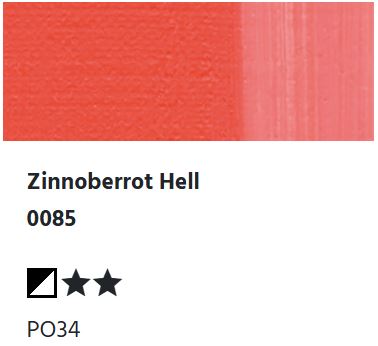 LUKAS Künstlerölfarben 1862 - Zinnoberrot Hell 0085 (37ml)