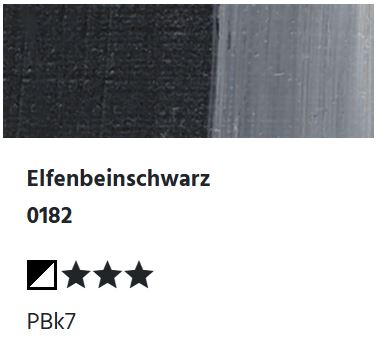 LUKAS Künstlerölfarben 1862 - Elfenbeinschwarz 0182  (37ml)