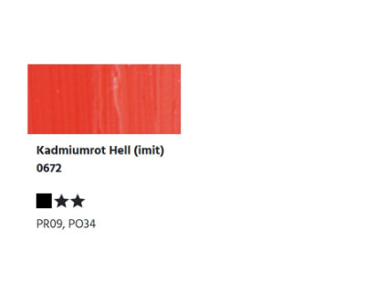 Mezcla de agua LUKAS BERLIN. Pintura al óleo - 0672 imitación luz roja cadmio. (37ml)