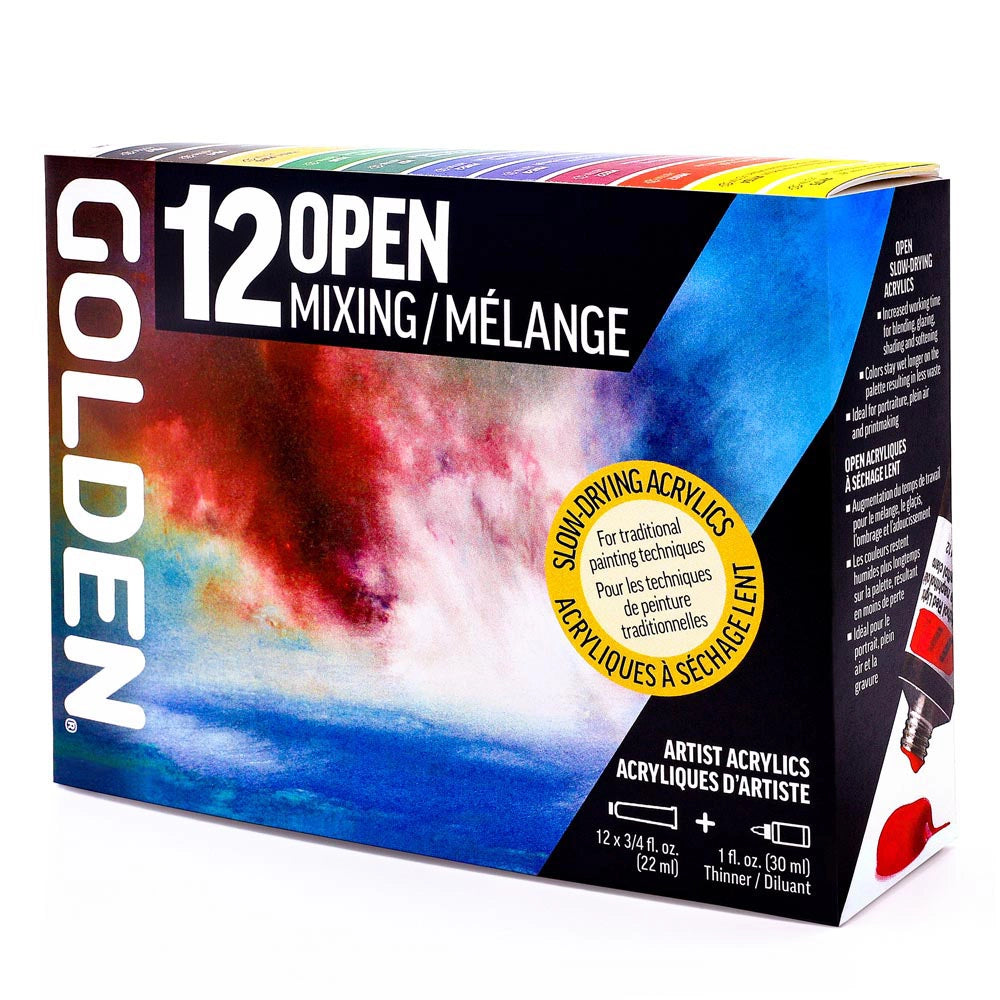 GOLDEN Open Mixing-Set (12 Split Primärfarben + Verdünner)
