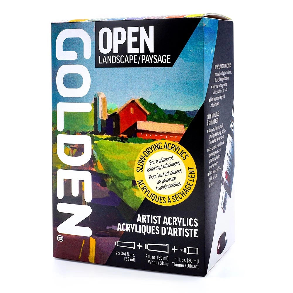 GOLDEN Open Landschafts-Set (7x22ml Grundfarben, 59ml Weiß, Verdünner)