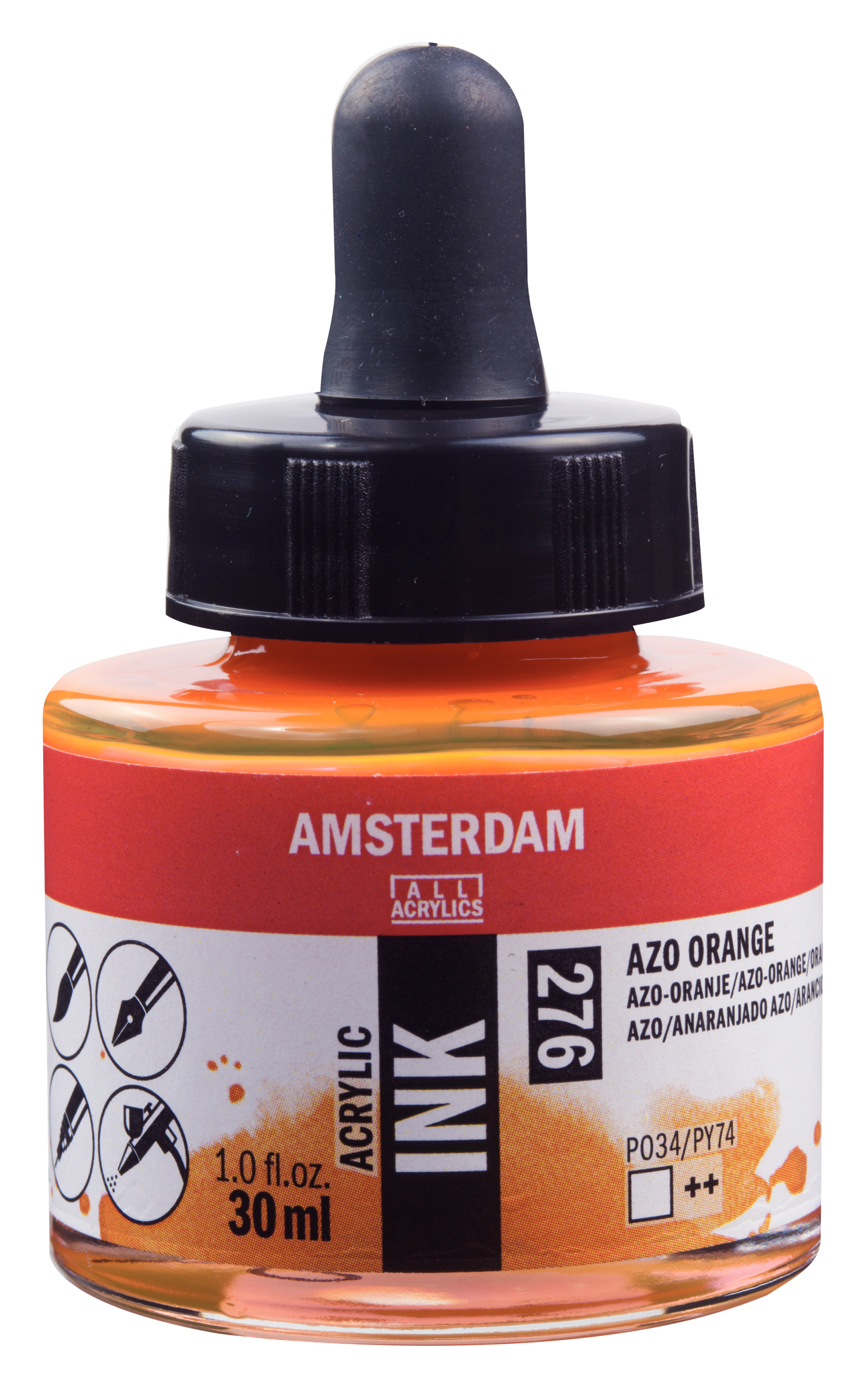 Royal Talens AMSTERDAM Acrylic Ink - Azo Orange  276 (30ml)