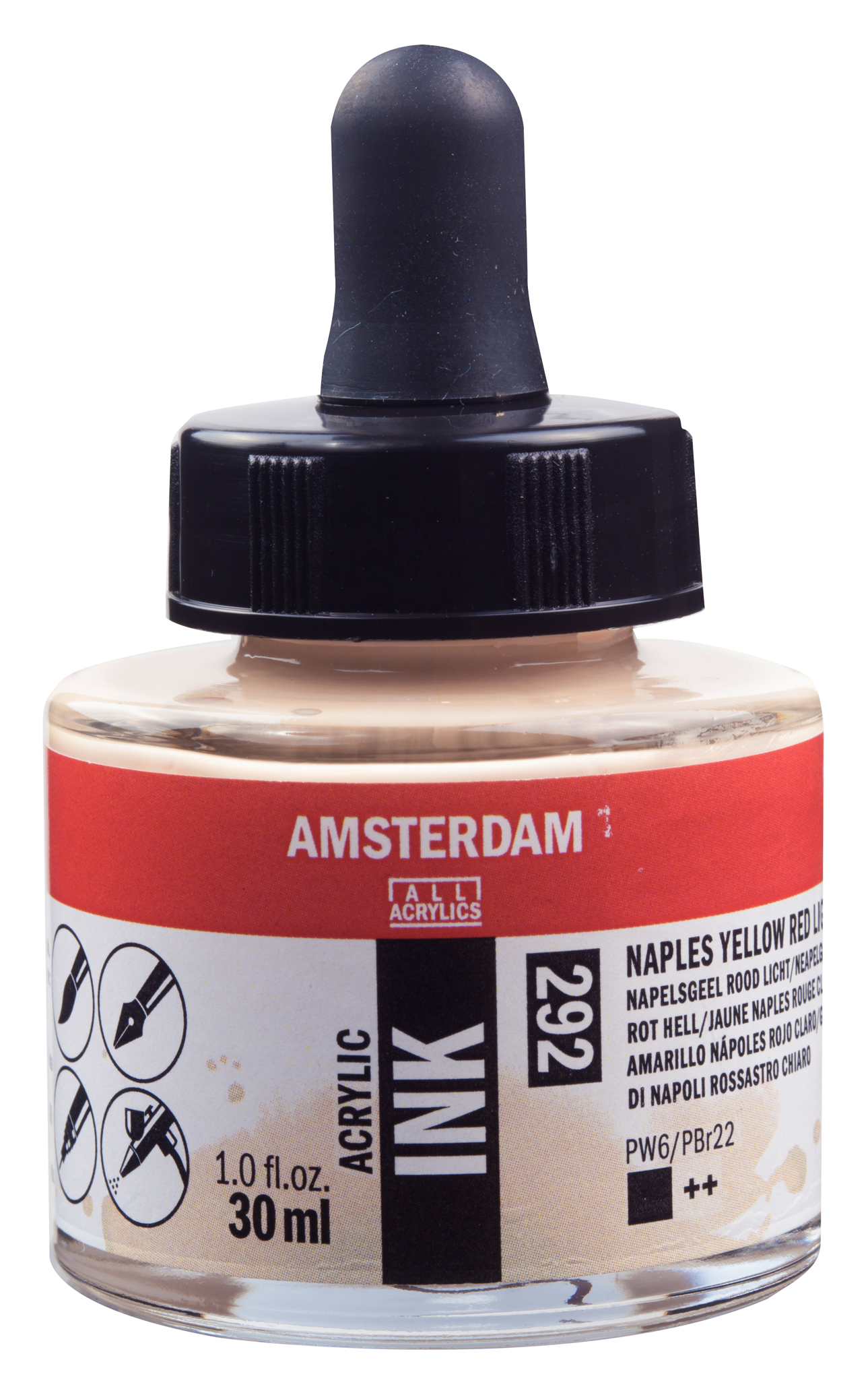 Royal Talens AMSTERDAM Acrylic Ink - Neapelgelb Rot hell  292 (30ml)