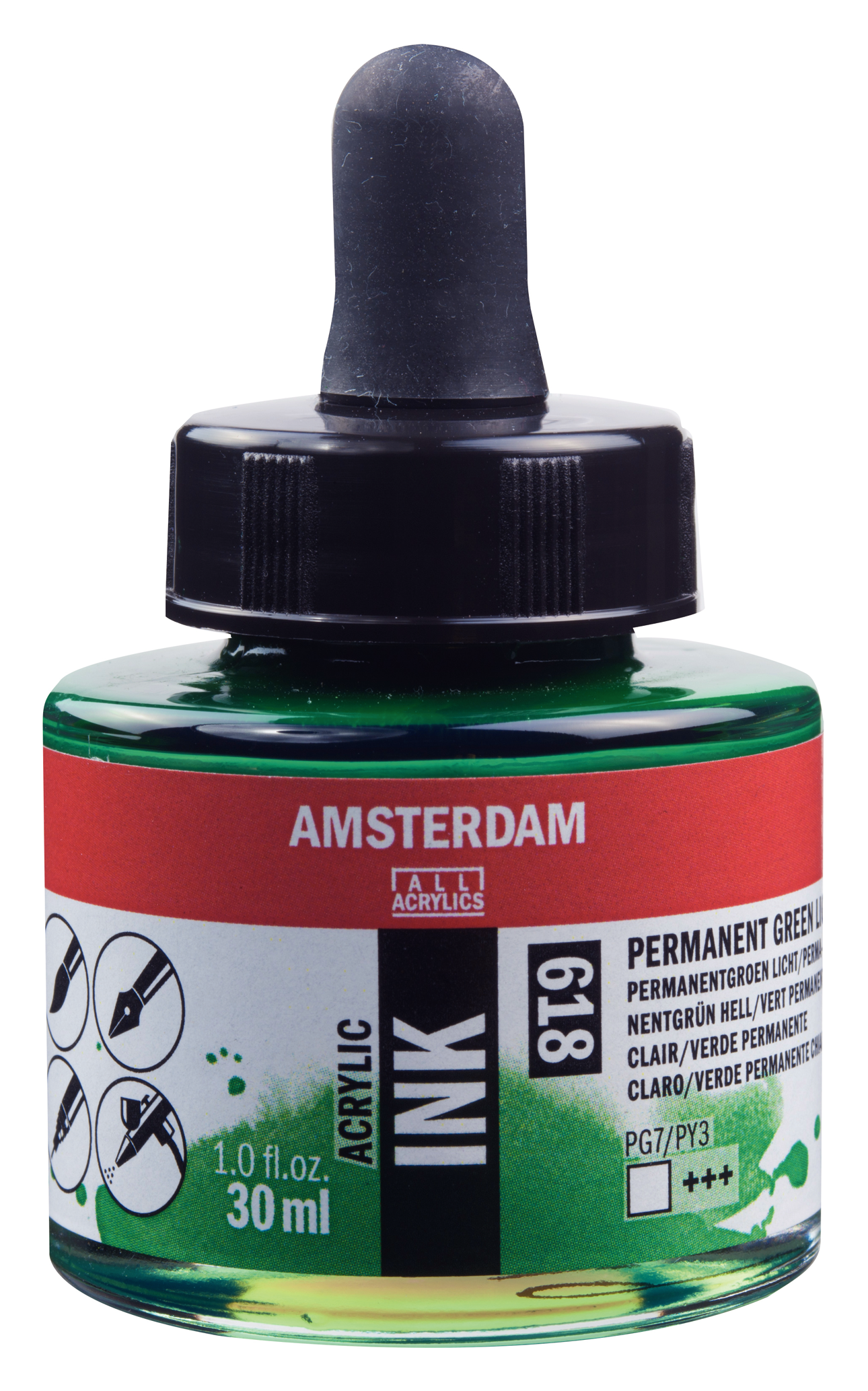 Royal Talens AMSTERDAM Acrylic Ink - Hellgrün Permanent  618 (30ml)