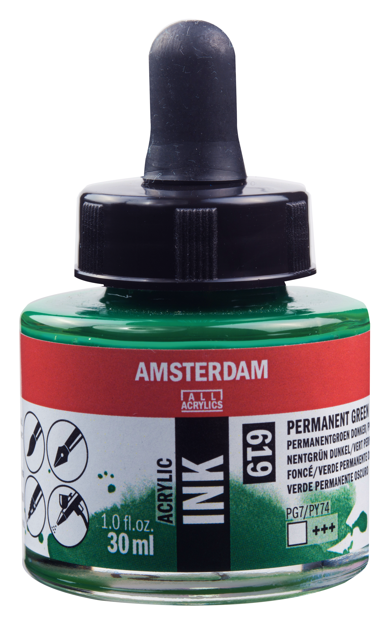 Royal Talens AMSTERDAM Acrylic Ink - Dunkelgrün Permanent  619 (30ml)