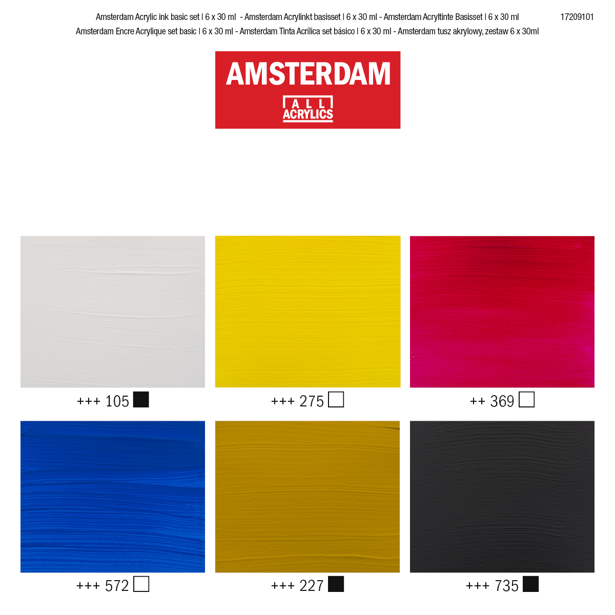 Royal Talens AMSTERDAM Acrylic Ink - BASIC SET (6x30ml)