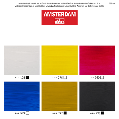 Royal Talens AMSTERDAM Acrylic Ink - BASIC SET (6x30ml)