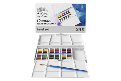 WINSOR & NEWTON™ Cotman Aquarellfarben  Set (24 1/2 Näpfchen, 25-teilig)