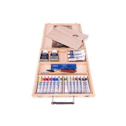 LEFRANC BOURGEOIS  Geschenk-Box im Holzkoffer - exklusives Künstler Ölmal-Set