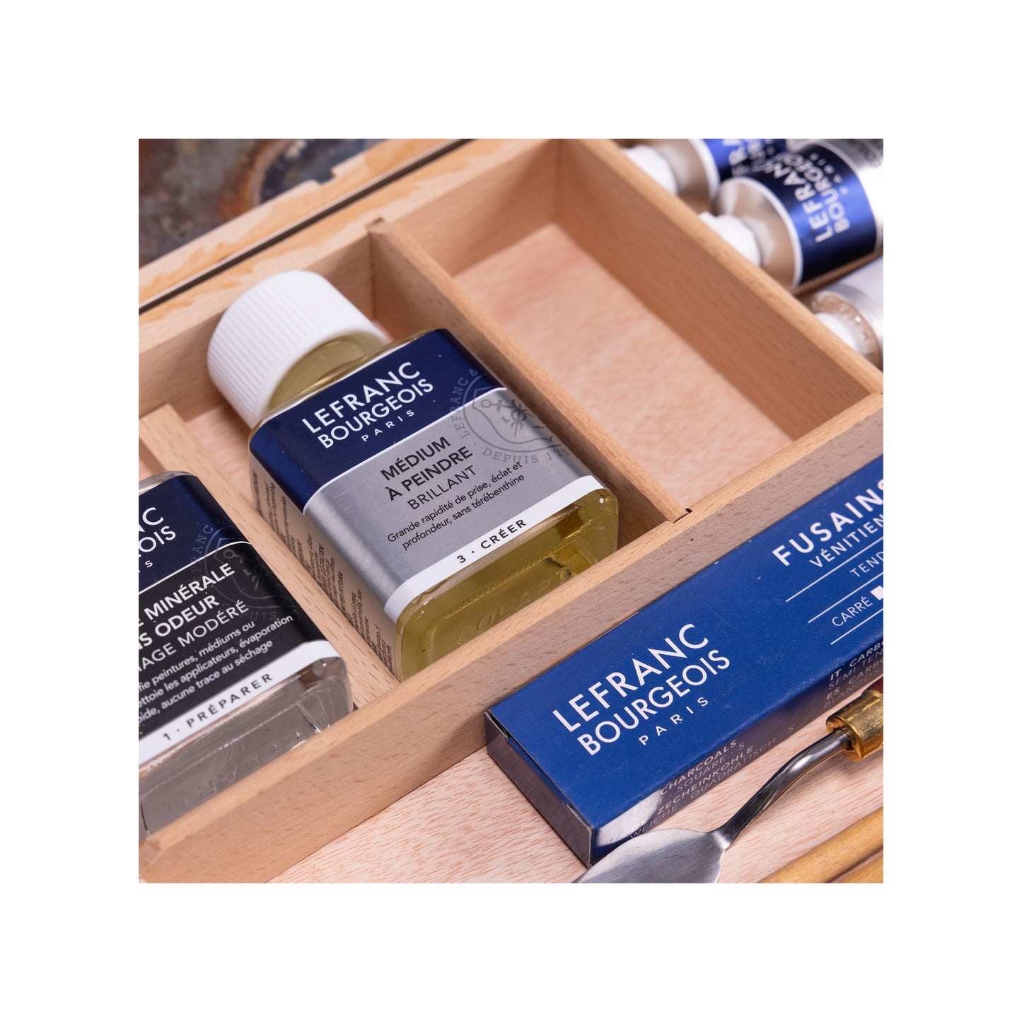 LEFRANC BOURGEOIS  Geschenk-Box im Holzkoffer - exklusives Künstler Ölmal-Set