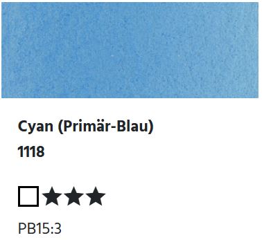 LUKAS Aquarell 1862 Feuchte Künstler-Aquarellfarbe - Cyan (Primär-Blau)  1118 (1/2 N.)