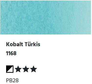 LUKAS Aquarell 1862 Feuchte Künstler-Aquarellfarbe - Kobalt Türkis  1168 (1/2 N.)