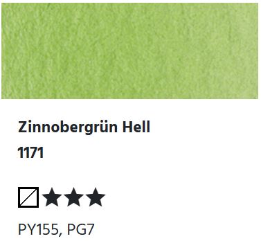 LUKAS Aquarell 1862 Feuchte Künstler-Aquarellfarbe - Zinnobergrün Hell  1171 (1/2 N.)