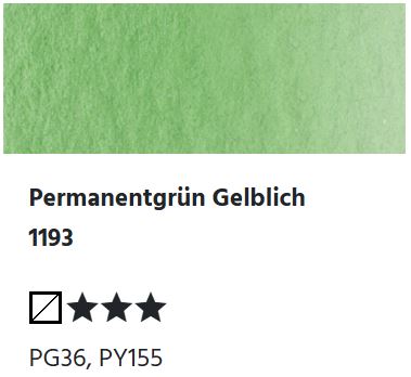 LUKAS Aquarell 1862 Feuchte Künstler-Aquarellfarbe - Permanentgrün Gelblich  1193 (1/2 N.)