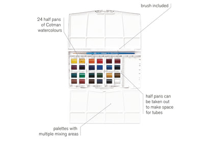 WINSOR & NEWTON™ Cotman Aquarellfarben  Set (24 1/2 Näpfchen, 25-teilig)