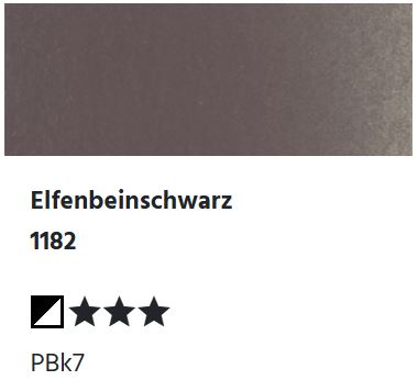 LUKAS Aquarell 1862 Feuchte Künstler-Aquarellfarbe - Elfenbeinschwarz  1182 (1/2 N.)