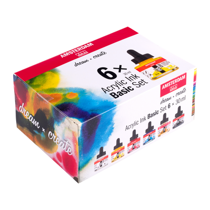 Royal Talens AMSTERDAM Acrylic Ink - BASIC SET (6x30ml)