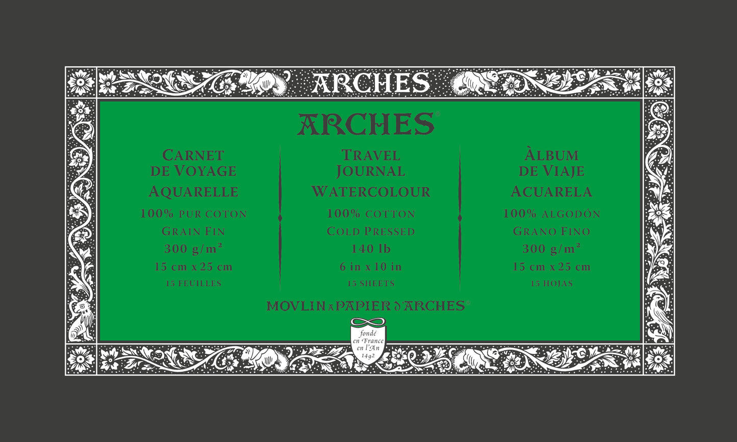 NEU: ARCHES® Travel Journal Aquarellblock  15 x 25cm  15 Blatt  300g