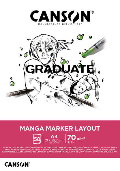 CANSON Graduate Manga Marker Layout Block (DIN A4, 50 BL, 70gr., extraweiß, geleimt)
