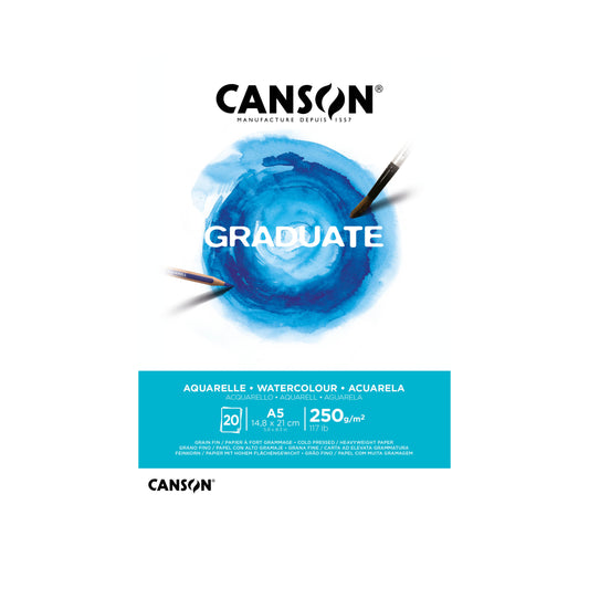 CANSON Graduate Aquarell Papier Block (A5 , 20 Bögen, 250gr)
