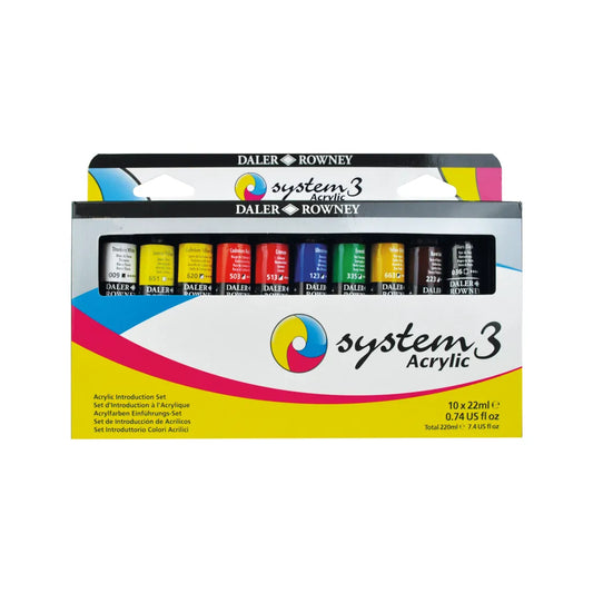 DALER ROWNEY System3 Acrylfarben Einsteiger-Set (10x22ml)