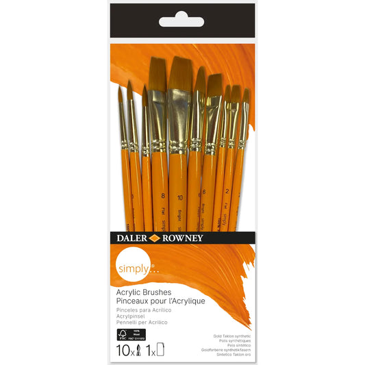 DALER ROWNEY Simply Pinselset ACRYL  (10 ST, Mischung)