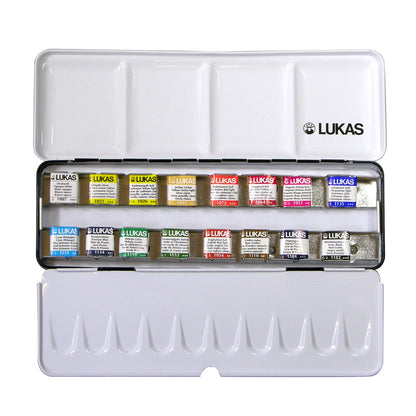 LUKAS Aquarell 1862 Set Metallkasten (16 halbe Näpfchen)