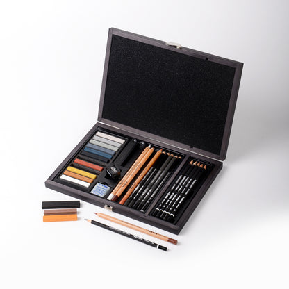 LYRA REMBRANDT monochromer Zeichenkoffer Holz (inkl. 31 Teilen)