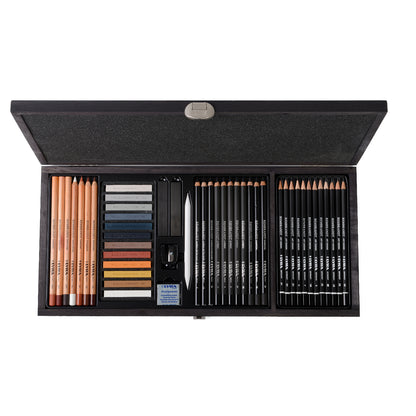 LYRA REMBRANDT monochromer Luxus Zeichenkoffer Holz (inkl. 47 Teilen)