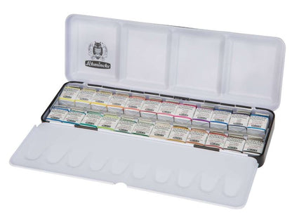 SCHMINCKE Horadam Aquarellfarben-Set (Metallkasten mit 24 halbe Näpfchen)