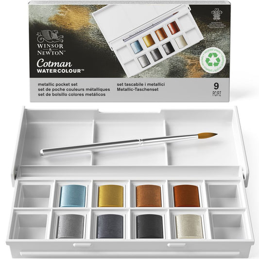 WINSOR & NEWTON Cotman Aquarell Taschenset METALLIC (8 Näpfchen)