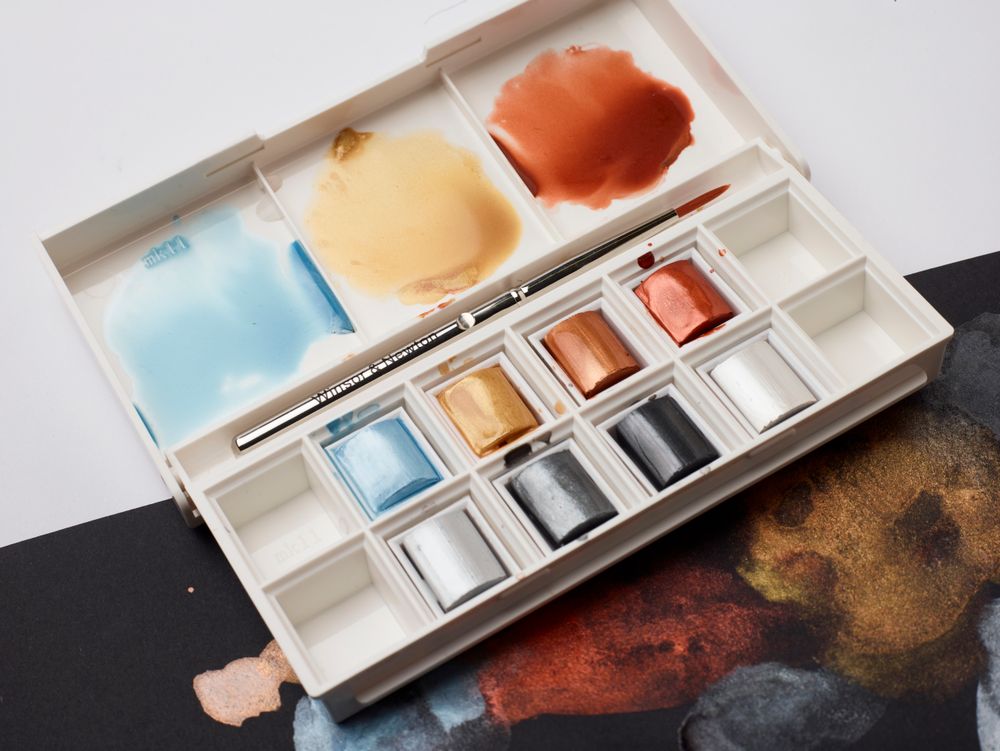 WINSOR & NEWTON Cotman Aquarell Taschenset METALLIC (8 Näpfchen)