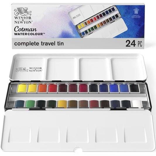 WINSOR & NEWTON Cotman Aquarell kompl. Reiseset Metall (24 Näpfchen)