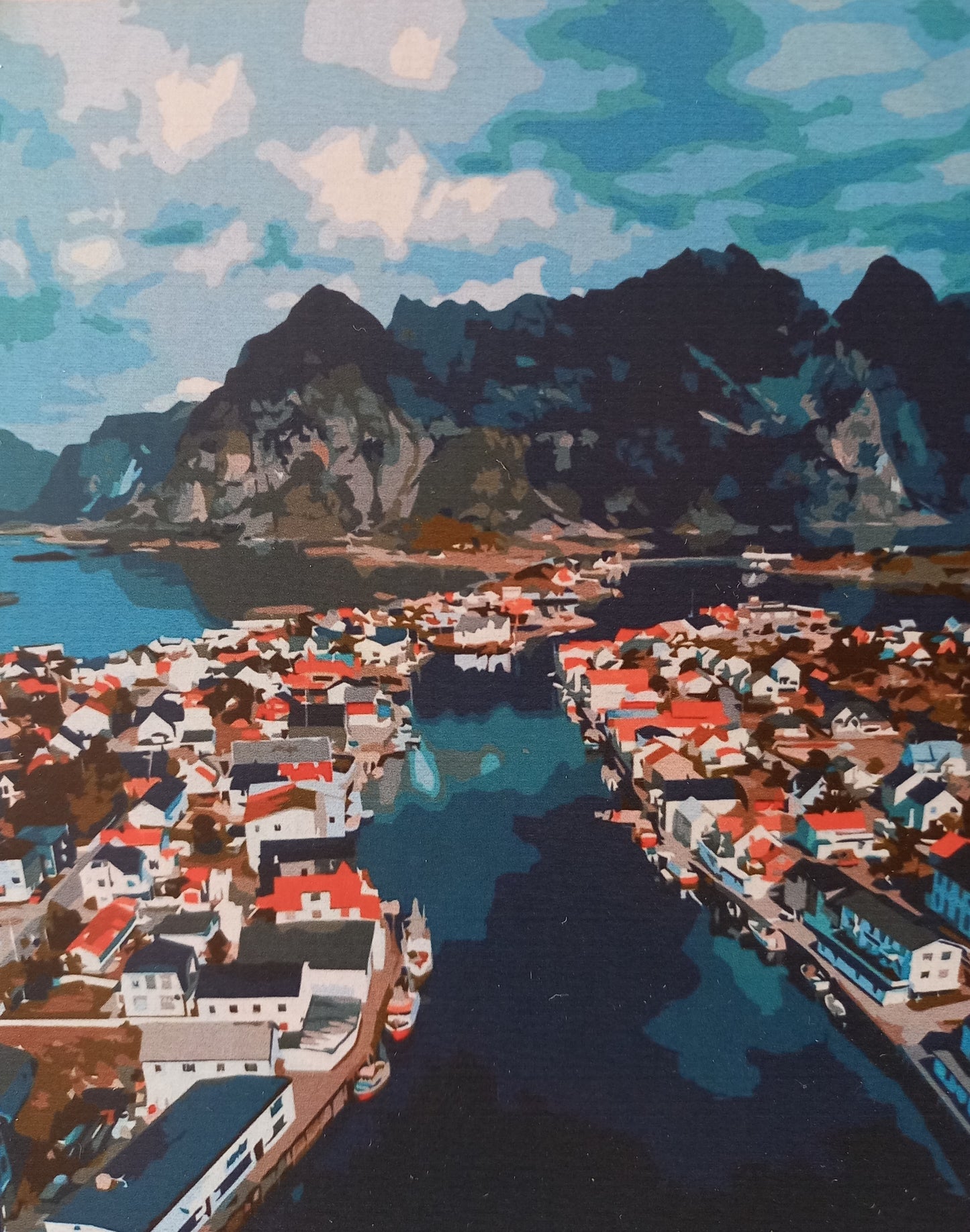 MEIN ERSTES GEMÄLDE (Malen nach Zahlen): "Norwegischer Fjord" 40x50cm