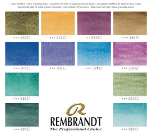 REMBRANDT Professionelles Aquarellfarben-Set, 12 halbe Näpfchen